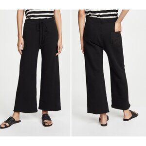 NILI LOTAN Kiki Cropped Wide Leg Raw Hem Sweatpants Faded Black Size XS